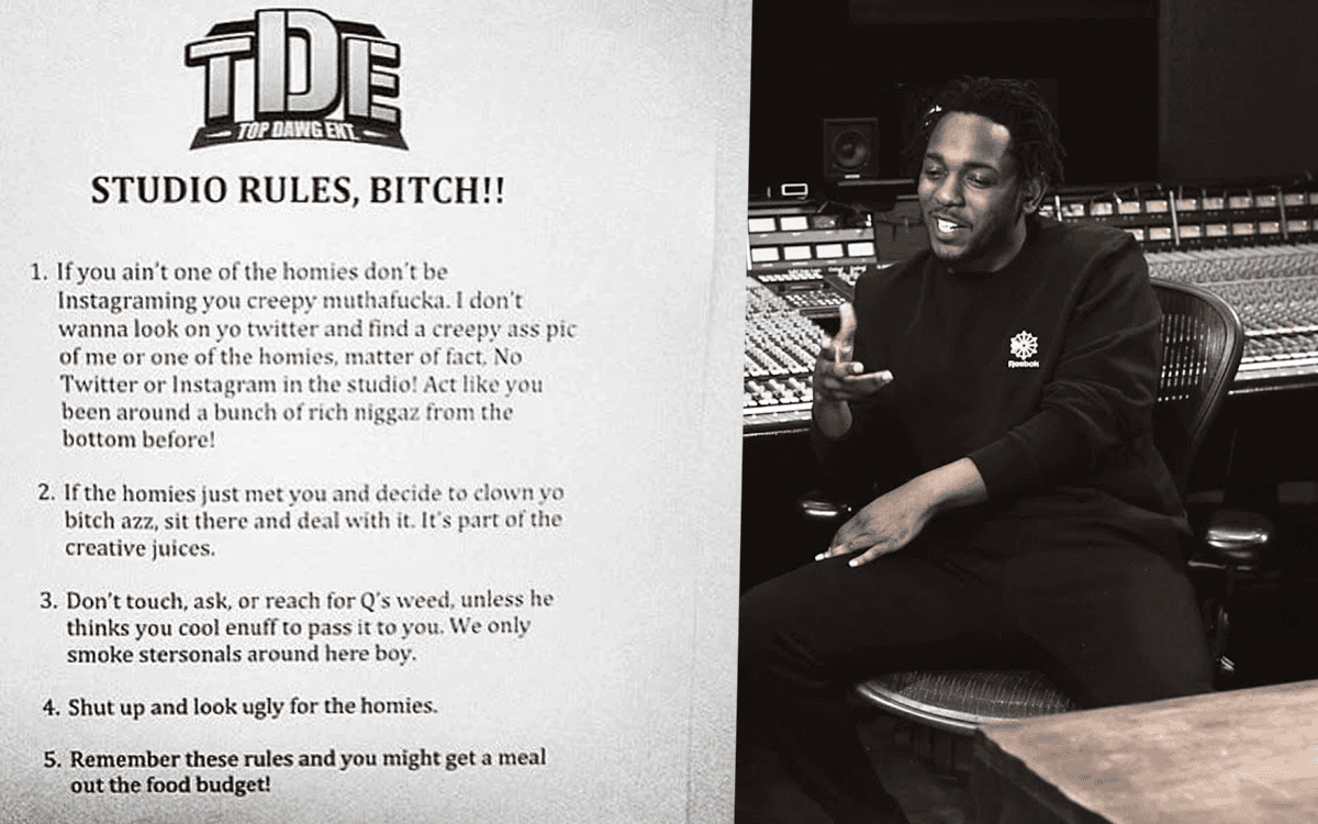 Kendrick Lamar wrote the TDE studio rules