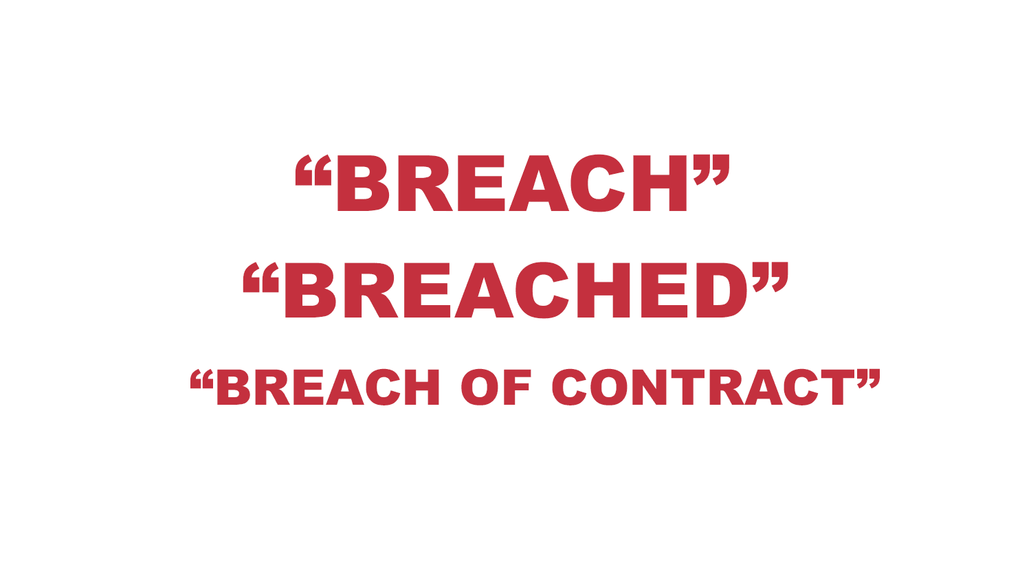 What does "Breach", "Breached" and "Breach of contract" mean? What does "Breach", "Breached" and "Breach of contract" mean?