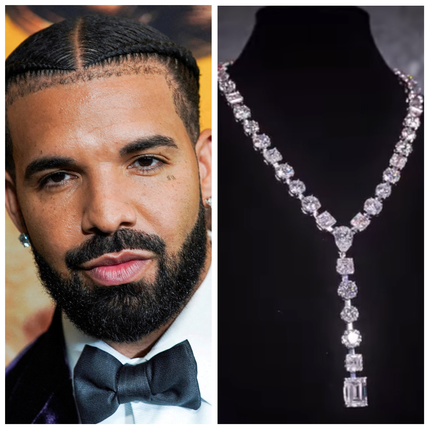 Drake purchases new diamond necklace with 42 engagement rings on it drake new chain 42 engagement rings