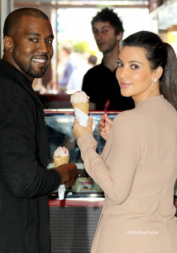 Kanye West & Kim Kardashian eating Ice Cream