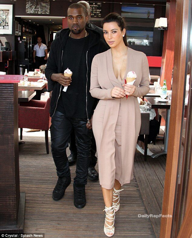 Kanye West & Kim Kardashian eating Ice Cream