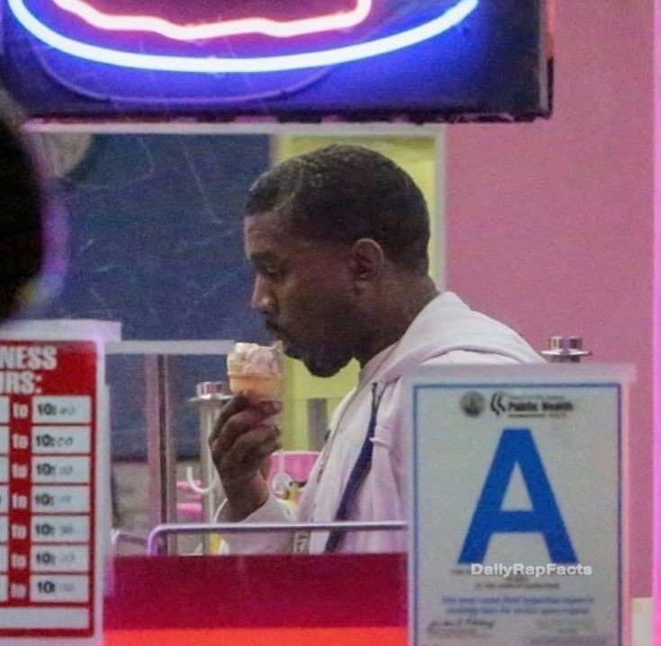 Kanye West eating Ice Cream
