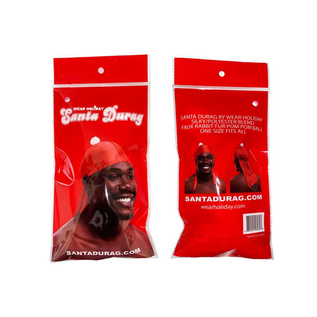 Red Santa Durag Packaging