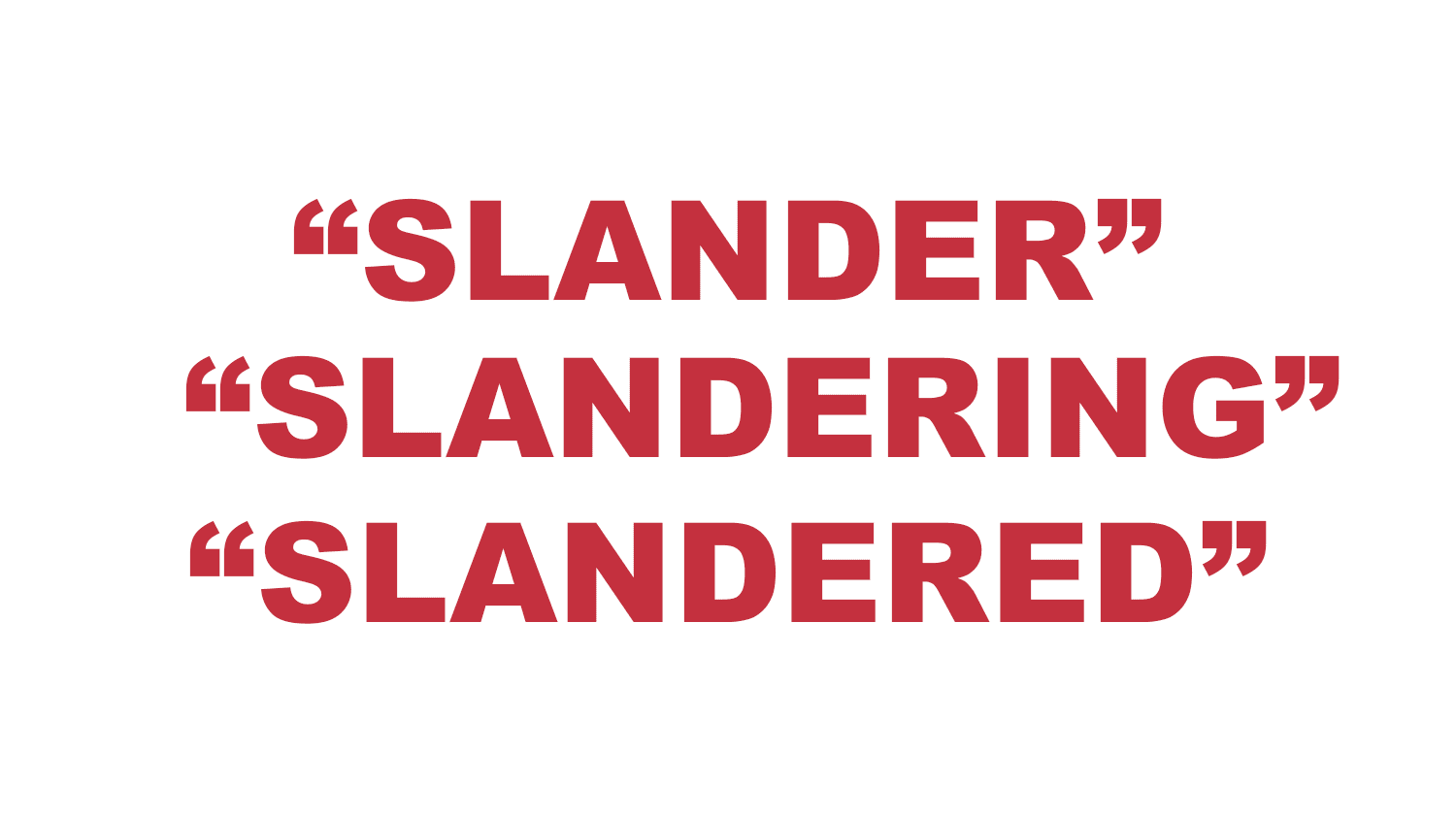 What does “Slander”, “Slandering” or "Slandered" mean? What does “Slander”, “Slandering” or "Slandered" mean?