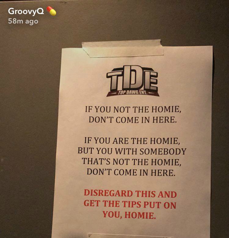 TDE's studio rules