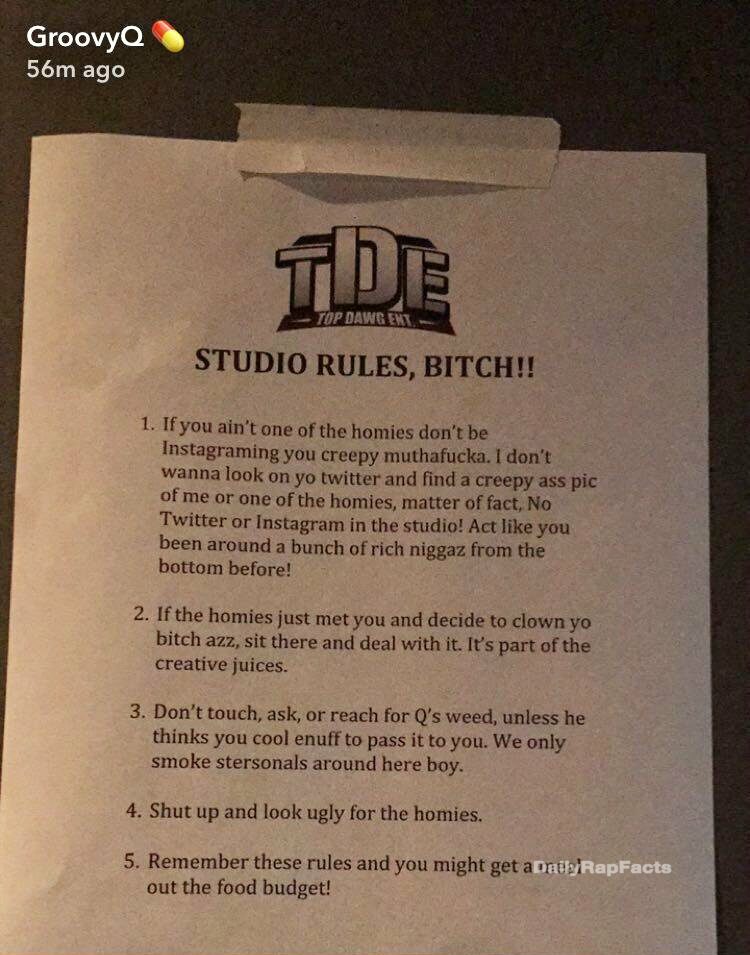 Top Dawg Entertainment's studio rules
